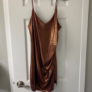 Forever 21 Metallic Copper Colored Bodycon Mini Dress, Medium